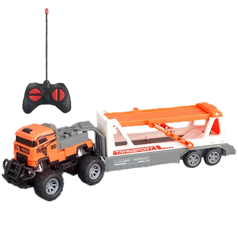 QS OEM & ODM 1:30 échelle RC enfants jouets véhicule 4CH télécommande pleine fonction pneus en caoutchouc tout-terrain remorque camion avec lumières