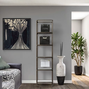Modern Customized Contemporary Living Room Furniture Forged Metal Frame <strong>Narrow</strong> Glass Office <strong>Shelving</strong> - Product Image 3
