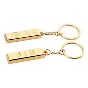 Professional manufacturers to provide quality cartoon color key chain OEM gold bar design metal key chain