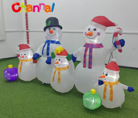 Ensemble de 5 bonhommes de neige gonflables de Noël avec éclairage LED, décoration de jardin, ornement de pelouse extérieur