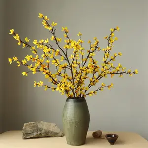YB1807 bunga kuning buatan Jasmine musim dingin sutra untuk bunga