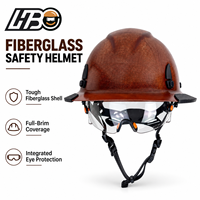 Casque de sécurité HBC ANSI Z89.1 en fibre de verre haute résistance avec lunettes intégrées transparentes, résistant à la chaleur et à la corrosion, à visière intégrale