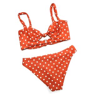 Maillot de bain tendance pour la plage, personnalisable avec logo, taille haute, string, bikini à nouer, maillot de bain une pièce uni/imprimé/à pois, taille XL - Product Image 1