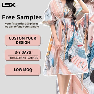 <span class=keywords><strong>Robe</strong></span> midi en soie et mousseline pour femme, mode décontractée, lavable, design personnalisé, légère, douce, confortable, robes longues pour femmes - Product Image 1