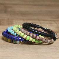 Conjunto de Pulseras Boho de Piedra Natural Hechas a Mano, Elegantes y de Lujo, con Nudos de Macramé y Cuentas Tejidas, Joyería de Regalo al por Mayor para Mujer
