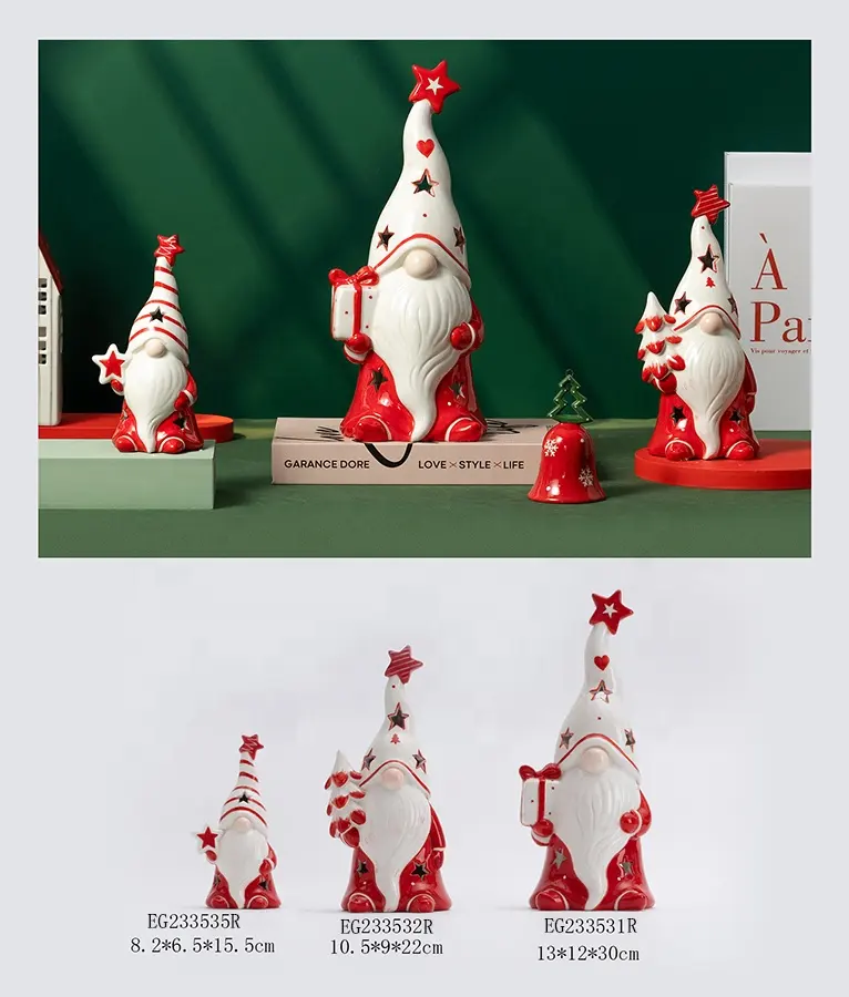 Weihnachts keramik kleine Verzierung alter Mann Schneemann Elch Tischplatte Beleuchtung Dekoration Geschenk