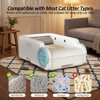 Bac à litière pour chat en plastique de 10 kg, avec système de nettoyage automatique et désodorisation, commandé par application WiFi intelligente, espace intérieur de 65 L, forme rectangulaire, pour chats