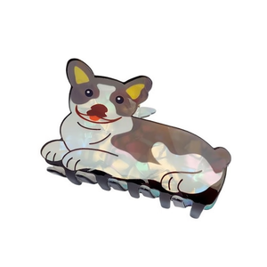 Pince à cheveux griffe de chiot de tauromachie, 8,8 cm, motif chien gris, pour femmes et filles - Product Image 1