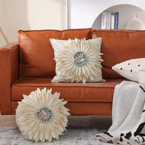 독특한 세련된 웨딩 3D 꽃 던져 베개 수제 장식 악센트 베개 커버 현대 패치 워크 꽃 쿠션 커버