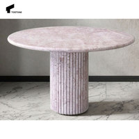 Tostone gros rose clair 1 pieds marbre naturel Table à manger ronde pour la maison appartement Villa salle à manger hôtel décor intérieur