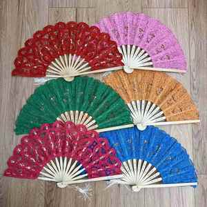 Éventail pliant en bambou style floral, portable, cadeau de mariage, décoration DIY pour la maison, promotion de festival, peint à la main - Product Image 6