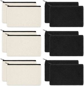 Bolsa de Maquillaje Portátil Ligera de Lona de Algodón, Color Puro, con Cierre de Cremallera, Diseño con Letras para Mujer - Product Image 2