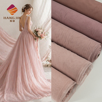 Tissu en tulle rose poudré, rose foncé, en nylon doux, maille transparente en tricot pour robe de mariée princesse - Grande vente