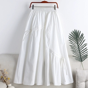 Ladies' Summer New High <strong>Waisted</strong> Slimming Half <strong>Skirt</strong> <strong>with</strong> Irregular Straps Medium to Long Hem A-line <strong>Skirt</strong> Half <strong>Skirt</strong> - Product Image 4