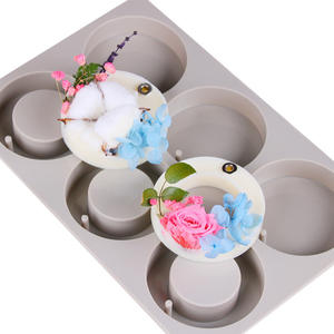 सिलिकॉन फूल अरोमाथेरेपी मोल्ड मोमबत्ती के लिए छह राउंड डिय मोम शीट, लक्जरी घर सजावट और केक उपकरण बनाने के लिए - Product Image 1