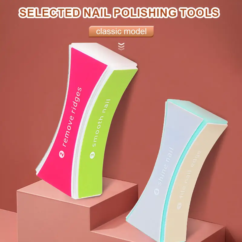 Profissional Colorido 4 Way Nail File Buffers Esponja Polimento Bloco Lixar Arte Manicure Ferramentas Shinning Natural Nails