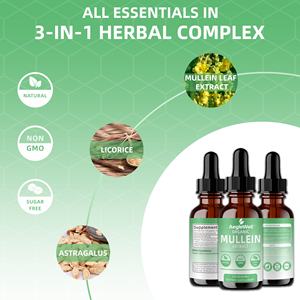 AegleWell özel etiket organik Mullein yaprak ekstresi damla akciğer detoks hızlı emici bitkisel sıvı Mullein damla temizlemek - Product Image 4