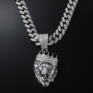 2026 Hot Selling Personalized Design Alloy Lion <b>Head</b> Pendant Necklace Hiphop <b>Style</b> Men's Necklace Fashion Jewelry Wholesale - Product Image 3