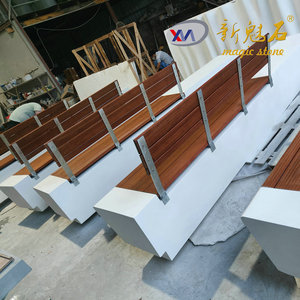 Nuevos Materiales de Construcción de Piedra, Banco de Hormigón GRC 2500*600*600 con Respaldo de Madera para Uso en Exteriores y Parques - Product Image 1