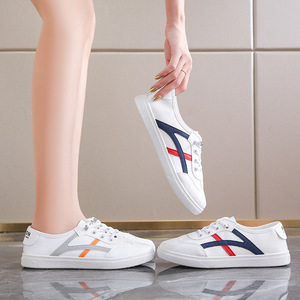 Ladies Round Toe Simple White Shoes Fashion Trend <strong>Women</strong> Casual Walking Shoes Lace up Shallow Mouth Convenient Ladies <strong>Trainers</strong> - Product Image 6
