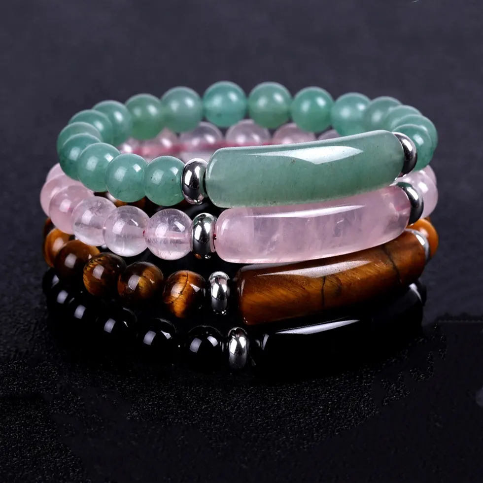 Bracelet en pierre naturelle pour femme, bijoux en Quartz véritable, agates, yeux de tigre, perles de Jade, gemme, pierre naturelle de guérison, vente en gros, 1 pièce