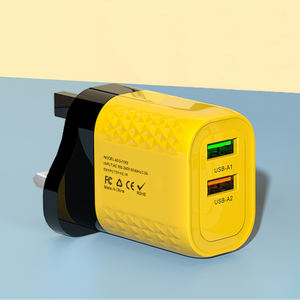 Chargeur de téléphone portable rapide 2A avec deux ports USB, design grille couleur macaron, prise EU US UK, prix d'usine - Product Image 1