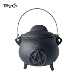 Pequeño Caldero de Hierro Fundido con Pentagrama, Quemador de Incienso Ideal para Rituales de Brujería, Decoración de Halloween - Product Image 1