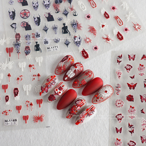 Autocollants de conception d'ongles professionnels de haute qualité 5D <span class=keywords><strong>Halloween</strong></span> motifs sombres autocollants de fleur d'art d'ongle <span class=keywords><strong>pour</strong></span> la <span class=keywords><strong>manucure</strong></span> - Product Image 4