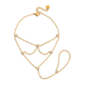 Elegante Brazalete de Zirconia Estilo Europeo Americano, Joyería de Acero Inoxidable con Diseño de Borla, Regalo de Moda, Pulseras de Cadena - Product Image 5