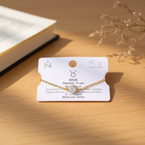 Bracciale Taurus in acciaio inossidabile con diamanti 12 mm per gioielli zodiacali da donna - Product Image 3