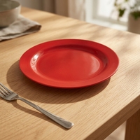 Assiette à salade ronde en mélamine rouge de 9 pouces, durable et personnalisable