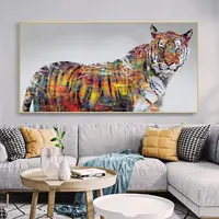 Quadro de arte de grafite, arte de leão, cavalo e tigre, poster de tela com impressões, pintura abstrata para a parede, arte para sala, decoração de casa, imagem artística de rua