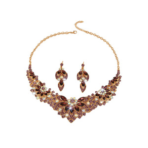 Conjunto de Collar y Pendientes de Cristal con Diseño Exagerado y Atmosférico para Europa y América, Cadena de Aleación para Novia, Regalo para Mujer - Product Image 5