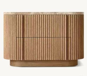 Nueva Mesita de Noche de Madera Maciza Estilo Europeo y Americano, Mesita de Noche Cerrada de Roble y Mármol 288, Diseño Moderno y Contemporáneo - Product Image 1