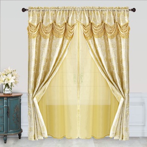 Multi-color Luxury Design Jacquard <strong>Window</strong> Curtain <strong>Panel</strong> with Attached Waterfall Valance Taffeta Backing Included for Home - Product Image 2
