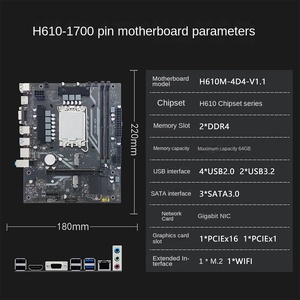 Nueva placa base de computadora de escritorio H610M DDR4 12/13 con fijación de LGA-1700 compatible con CPU Intel de generación 3,0 puertos USB - Product Image 4