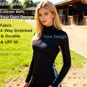 Moda tasarım bayanlar at binme gömlek özel Logo kadın uzun kollu atlı Polyester Spandex 160-280gsm - Product Image 1