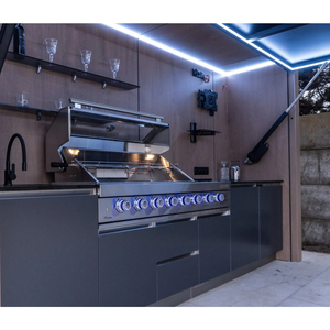 Cuisine extérieure personnalisée noire/grise pour <span class=keywords><strong>jardin</strong></span>/terrasse avec porte, résistante aux intempéries, en acier inoxydable 304, avec <span class=keywords><strong>abri</strong></span> - Product Image 5