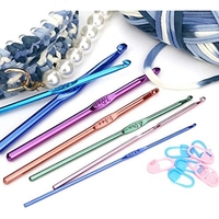 Aiguilles à tricoter en aluminium, ensemble de Crochet en métal, Crochet, pull, bricolage, artisanat, fil, aiguille à coudre, outils de couture, couleurs variées, 14 pièces