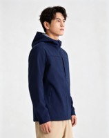 Veste à capuche unisexe grande taille en softshell monocouche, imperméable, coupe-vent, respirante, en polyester/nylon, avec fermeture éclair et col montant.