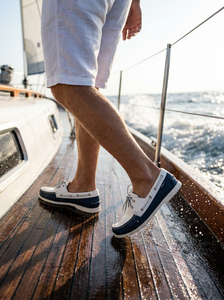 Chaussures de <span class=keywords><strong>bateau</strong></span> hybrides personnalisées pour hommes, en cuir véritable hydrophobe, avec lacets 360° et semelle en caoutchouc antidérapante EVA - Product Image 3