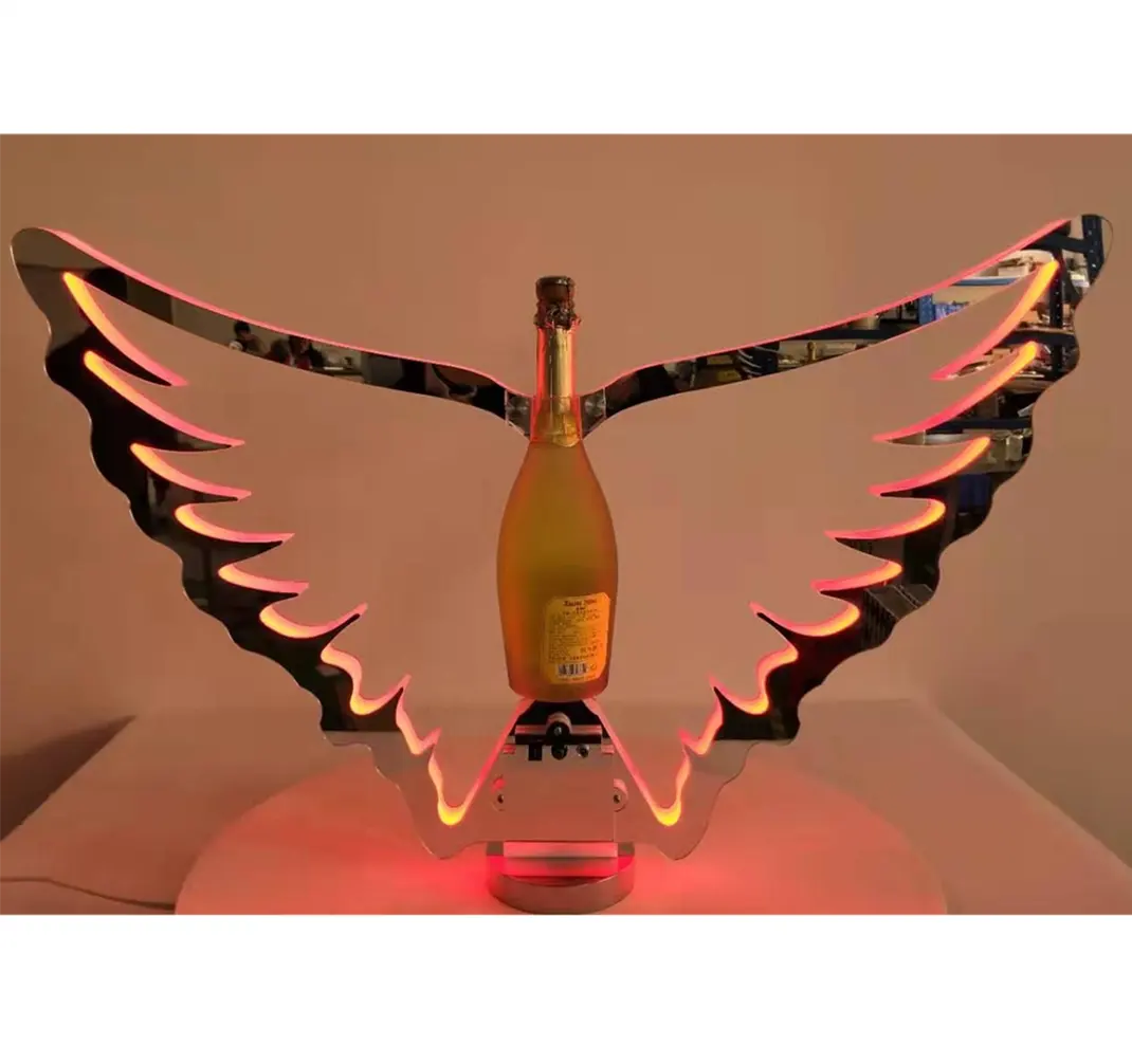 Gold Mirror ricaricabile personalizzato Wings Bottle Presenter LED VIP Service Tray Glorifier per Night Club Party