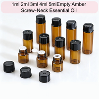 Flacon compte-gouttes vide en verre ambré de 1 ml, 2 ml, 3 ml, 4 ml, 5 ml avec bouchon à vis, réutilisable, anti-UV, pour échantillons d'huiles essentielles et cosmétiques