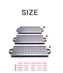 铸铁矩形平烤盘双手柄户外烧烤肉油炸无涂层加厚金属烤盘 - Product Image 2