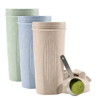 Bouteille de shaker sportive en paille de blé biodégradable de haute qualité, sans BPA, écologique, avec boule mélangeuse pour la salle de sport