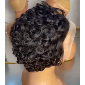 Perruques cheveux humains courts <span class=keywords><strong>coupe</strong></span> Pixie bouclés brésilien 13x4 perruques de dentelle pour les femmes bonne qualité pas cher vendeur de perruques de cheveux humains - Product Image 2