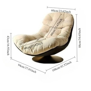 Sillón Reclinable Minimalista de Tela Color Cáscara de Huevo, con Soporte para la Espalda, Rotación Silenciosa, Cómodo para Estar Sentado por Tiempo Prolongado, Sofá Individual - Product Image 6