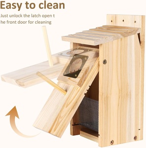 Casetta per Uccelli Classica in Legno Rinforzato con Protezione in Rame, Nido Esterno per Fringuelli, Rondini, Passeri e Cinciali, Forma Rettangolare - Product Image 6