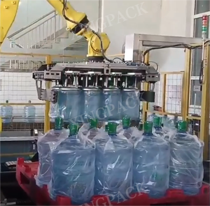 Sistema automático de paletización robótica de barriles de agua y aceite con placa base/valla/dispensador de palés/tablero que coloca papel de comida Metal - Product Image 1