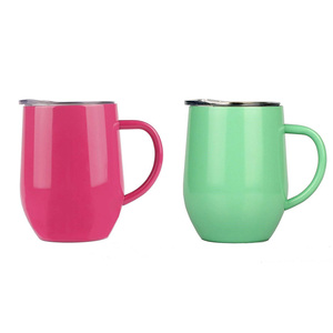 Double Walled Vacuum Insulated Travel <strong>Tumbler</strong> Cup 12 oz Stainless Steel <strong>Wine</strong> <strong>Tumbler</strong> with Lid and Handle - Product Image 6